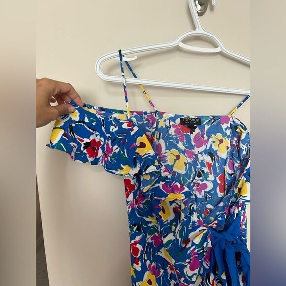 Top Shop Floral Blue Wrap Dress - Picture 6 of 15